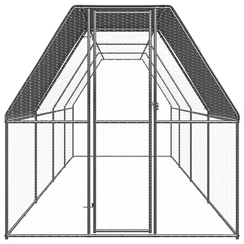 PIXZSSI Hühnerkäfig Outdoor 2x8x2 m Verzinkter Stahl UV- und Wasserbeständig Dach Tierkäfige Praktische Geräumige Außengehege für Hühner, Hennen, Enten und Andere Kleintiere von PIXZSSI