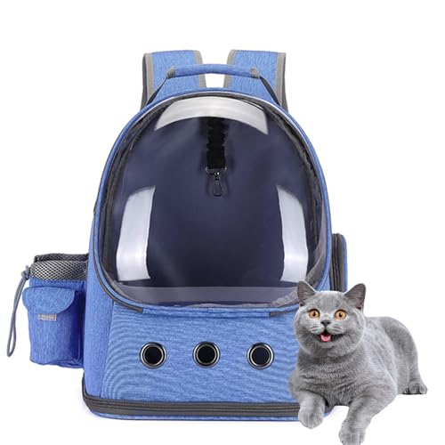 Blau,Haustier Rucksack,Tragbar Raumkapsel Hunde Katzen Rucksack, Atmungsaktive Transportrucksack Transporttasche Für Haustiere Mit Sicherheitsleine,Für Camping von PJDDP