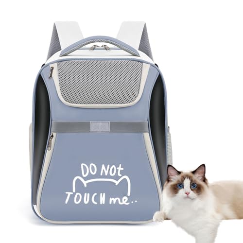 PJDDP Blau,Katzentransportbox, Haustier Rucksack Mit Netzfenster Hundetransportbox Atmungsaktive Und Leichte Hundetasche Für Kleine Hunde, Katzen Hunde Tragetasche von PJDDP