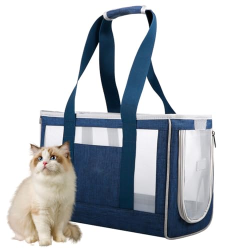 PJDDP Blau,L,Hundetragetasche, Haustier Tragetasche Für Hunde Und Katzen, Atmungsaktiv Hundetasche Für Kleine Hunde Katzen Camping Wandern von PJDDP