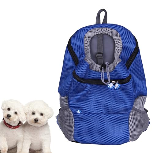 PJDDP Blau,S,Hunde Rucksack Träger, Haustier Rucksack Vorne Mit Sicherheitsgurt Für Katzen Und Hunde Welpen, Bequem Atmungsaktiv Katzenrucksack Perfekt Für Reisen Wandern Spazierengehen von PJDDP