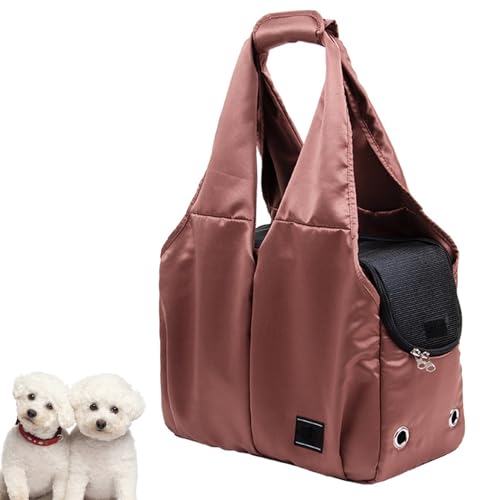 Braun,Katzentragetasche,Hundetasche, Leichte Tragetasche Mit Sicherheitsleine, Schultertasche Haustiertragetasche Für Hunde Katzen Kleine Haustiere von PJDDP