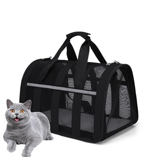 PJDDP Faltbare Hundetragetasche Katzentragetasche Haustiertragetasche Atmungsaktiv Hundetasche Transportbox Schultertaschen Für Reisen Wandern Camping,Schwarz,M von PJDDP