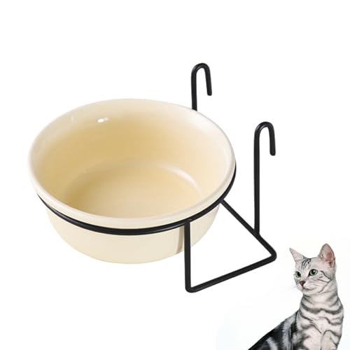 PJDDP Futternapf katzenschüssel Katzen napfset cat Raised Bowls wasserschale hölzerne haustierschüssel edelstahlschüsseln rutschfeste Edelstahl erhöhte Keramik ständer zwinger welpen,Beige von PJDDP