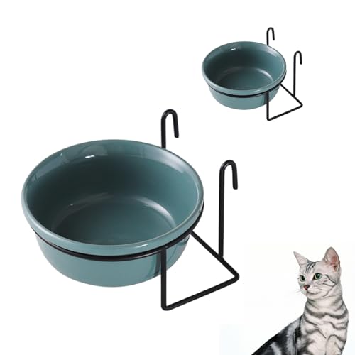 PJDDP Futternapf katzenschüssel Katzen napfset cat Raised Bowls wasserschale hölzerne haustierschüssel edelstahlschüsseln rutschfeste Edelstahl erhöhte Keramik ständer zwinger welpen,Dark Green von PJDDP