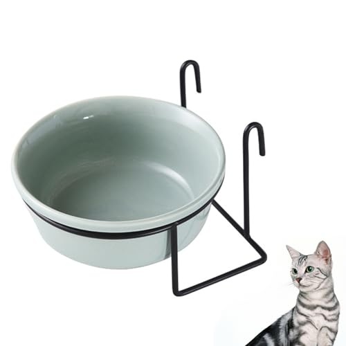 Futternapf katzenschüssel Katzen napfset cat Raised Bowls wasserschale hölzerne haustierschüssel edelstahlschüsseln rutschfeste Edelstahl erhöhte Keramik ständer zwinger welpen,Light Green von PJDDP