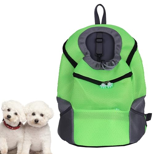 Grün,S,Hunde Rucksack Träger, Haustier Rucksack Vorne Mit Sicherheitsgurt Für Katzen Und Hunde Welpen, Bequem Atmungsaktiv Katzenrucksack Perfekt Für Reisen Wandern Spazierengehen von PJDDP