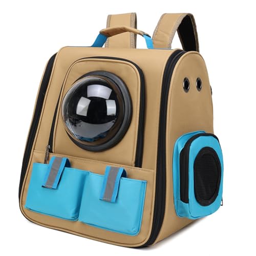 Haustier Rucksack,Tragbar Raumkapsel Hunde Katzen Rucksack Mit Herausnehmbarer Matte,Atmungsaktive Transportrucksack Transporttasche Fã¼r Haustiere Mit Sicherheitsleine,Fã¼r Reisen,Blue + yellow von PJDDP