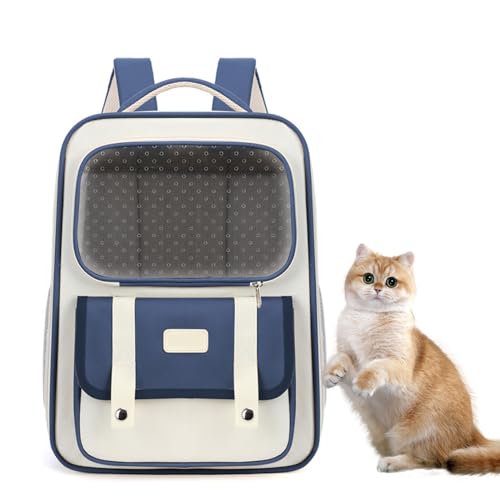 Haustier-Tragerucksack, Faltbarer Haustier-Tragerucksack Für Katzen Und Kleine Hunde, Belüfteter Rucksackträger Für Reisen, Outdoor, Leicht Und Geräumig,Blau von PJDDP