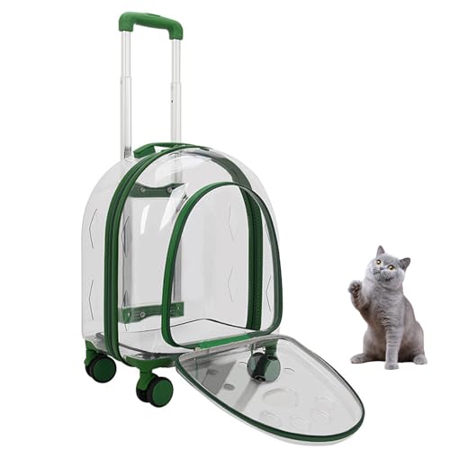 Haustier-Trolley, Transparenter Haustiertransportrucksack, Transparente Kapsel-Haustier-Reisetasche Für Kleine Und Mittlere Hunde/Katzen,Grün von PJDDP