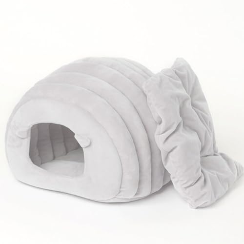 Haustiernest, Katzenhausbett gemütliche halbvergängliche Katzennest Winter warmes Nest weiche Faltbare Schlafmatten Pad Cosy Kätzchen Cave,Grau von PJDDP