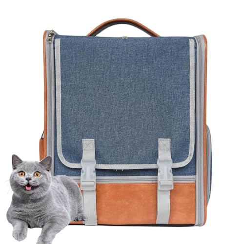 PJDDP Hunde Rucksack Träger, Haustier Rucksack, Bequem Atmungsaktiv Katzenrucksack Perfekt Für Reisen Wandern Spazierengehen,Blau von PJDDP