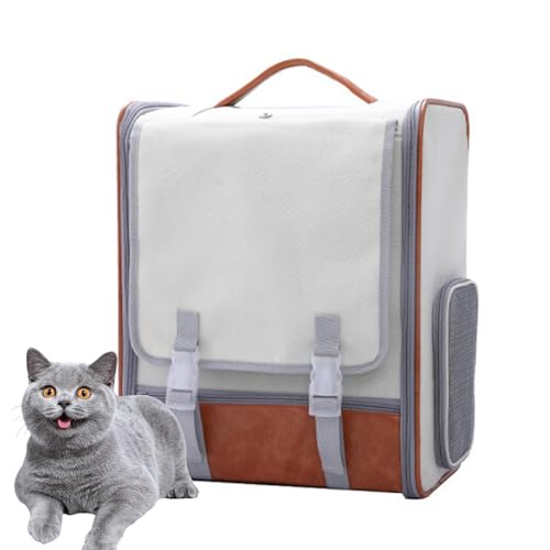 PJDDP Hunde Rucksack Träger, Haustier Rucksack, Bequem Atmungsaktiv Katzenrucksack Perfekt Für Reisen Wandern Spazierengehen,Off White von PJDDP