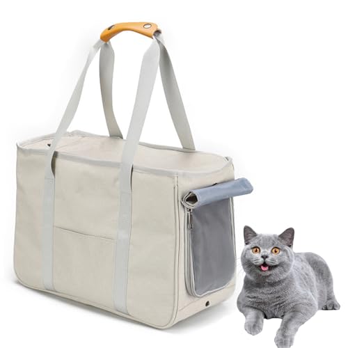 PJDDP Hundetasche, Schultertasche, Hundetragetasche Für Kleine Hunde, Tragbare Haustier-Tragetasche, Katzentragetasche, Ideal Für Business, Reisen Und Ausflüge,Beige von PJDDP