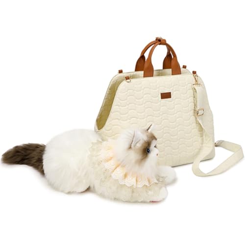 Hundetasche, Tragetasche Hund Und Katzen, Hundetrage Soft Sided, Tragetasche Für Kleine Mittlere Hund Katze Für Einkaufen Reisen,Airline Genehmigt,Beige von PJDDP