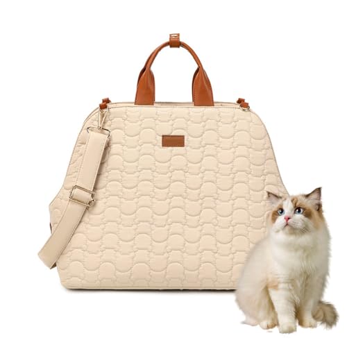 PJDDP Hundetasche, Tragetasche Hund Und Katzen, Hundetrage Soft Sided, Tragetasche Für Kleine Mittlere Hund Katze Für Einkaufen Reisen,Airline Genehmigt,Khaki von PJDDP