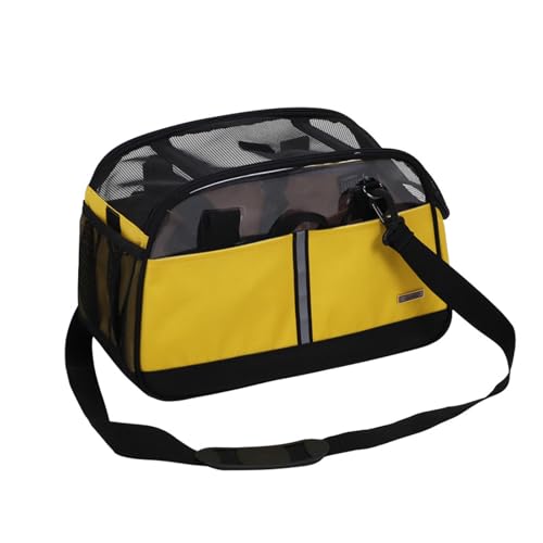 PJDDP Hundetasche Transportbox, Atmungsaktive Und Faltbare Hundebox, Katzen Transportboxen Mit Verstellbarem Schultergurt Für Kleine Hunde, Welpen, Katzen,Gelb von PJDDP