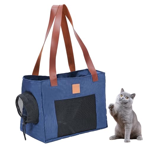 PJDDP Hundetragetasche Für Kleine Hunde, Tragbare Haustier-Tragetasche, Katzentragetasche, Schultertasche, Ideal Für Business, Reisen Und Ausflüge,Blau von PJDDP