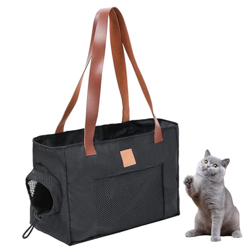 PJDDP Hundetragetasche Für Kleine Hunde, Tragbare Haustier-Tragetasche, Katzentragetasche, Schultertasche, Ideal Für Business, Reisen Und Ausflüge,Schwarz von PJDDP