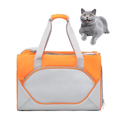 PJDDP Hundetransportbox, Transportbox Katzen/Kleiner Hund, Hundetragetasche Mit Einstellbar Schultergurt, Katzenbox Für Katzen/Kleiner Hunde/Welpe,Orange von PJDDP