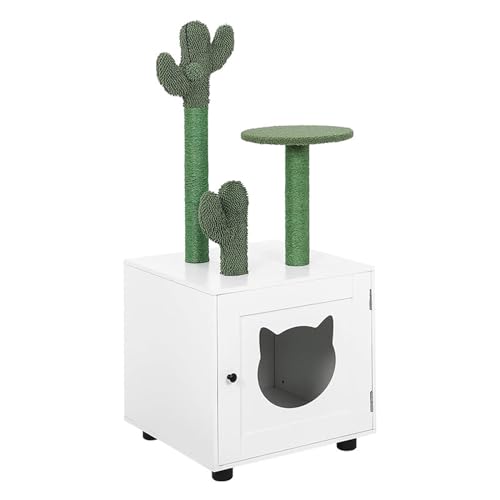 Kaktuskratzer, Kratzbaum Mit Katzentoilette – 2-In-1-Moderner Katzenturm Mit Katzentoilette Und Versteckter Katzentoilette Für Zimmerkatzen von PJDDP