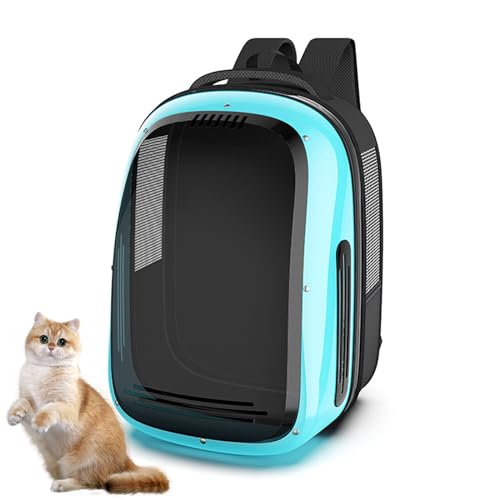 Katzen Hunde Rucksack Transparent Atmungsaktive Katzentransportbox, Für 7.5Kg Haustiere Katzen Transporttasche Katzen Rucksack Für Wandern Und Camping,Blackout Green von PJDDP