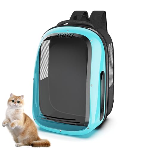 PJDDP Katzen Hunde Rucksack Transparent Atmungsaktive Katzentransportbox, Für 7.5Kg Haustiere Katzen Transporttasche Katzen Rucksack Für Wandern Und Camping,Grün von PJDDP