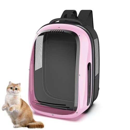 Katzen Hunde Rucksack Transparent Atmungsaktive Katzentransportbox, Für 7.5Kg Haustiere Katzen Transporttasche Katzen Rucksack Für Wandern Und Camping,Rosa von PJDDP