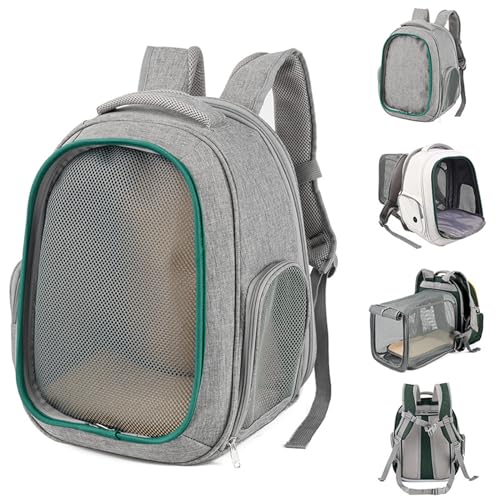 PJDDP Katzen-Rucksack-Träger, Faltbarer Haustier-Rucksack Für Mittelgroße Katzen Und Kleine Hunde, Erweiterbarer Haustier-Rucksack, Belüftetes Design Für Reisen, Wandern Und Outdoor-Einsatz,Grau von PJDDP