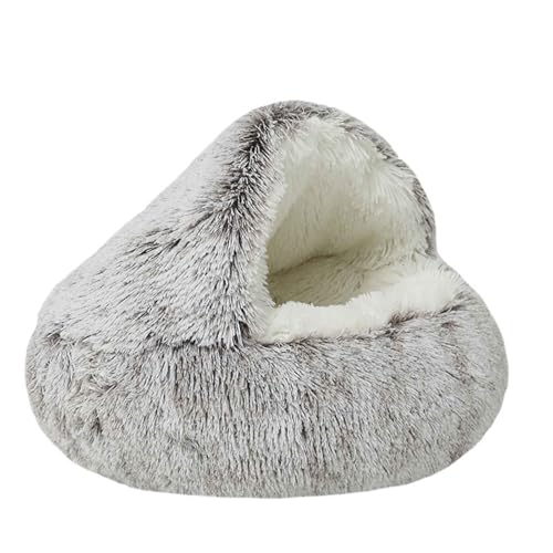 Katzenhöhle, Pet Bed, Beruhigendes Hundebett, Flauschiges Plüsch-Katzenbett Mit Rutschfestem Boden, Für Mittelgroße Und Kleine Hunde,Braun,40cm von PJDDP