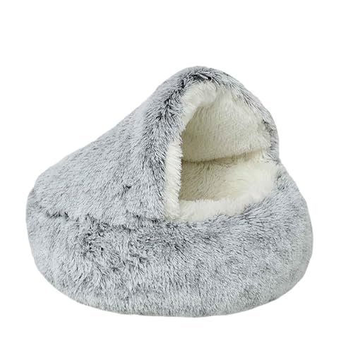 Katzenhöhle, Pet Bed, Beruhigendes Hundebett, Flauschiges Plüsch-Katzenbett Mit Rutschfestem Boden, Für Mittelgroße Und Kleine Hunde,Gradient Gray,40cm von PJDDP