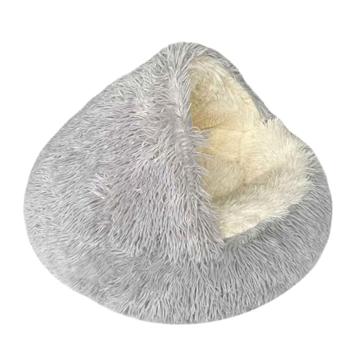 Katzenhöhle, Pet Bed, Beruhigendes Hundebett, Flauschiges Plüsch-Katzenbett Mit Rutschfestem Boden, Für Mittelgroße Und Kleine Hunde,Grau,40cm von PJDDP