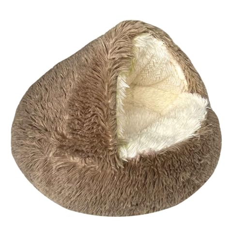 Katzenhöhle, Pet Bed, Beruhigendes Hundebett, Flauschiges Plüsch-Katzenbett Mit Rutschfestem Boden, Für Mittelgroße Und Kleine Hunde,Khaki,40cm von PJDDP