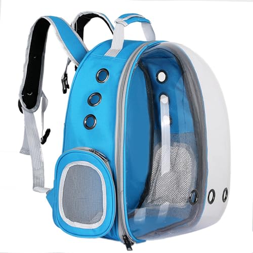 PJDDP Katzenrucksack, Katzen Hunde Rucksack Transparent Atmungsaktive Katzentransportbox, Für 7Kg Haustiere Katzen Transporttasche Katzen Rucksack Für Wandern Und Camping,Blau von PJDDP