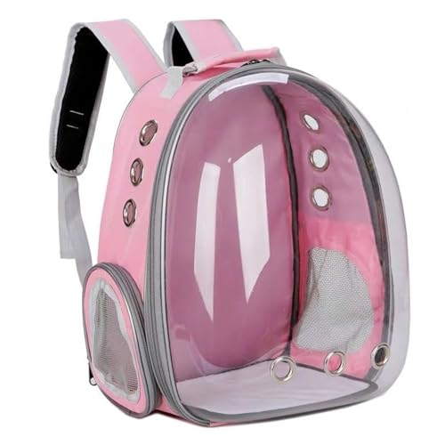 PJDDP Katzenrucksack, Katzen Hunde Rucksack Transparent Atmungsaktive Katzentransportbox, Für 7Kg Haustiere Katzen Transporttasche Katzen Rucksack Für Wandern Und Camping,Rosa von PJDDP