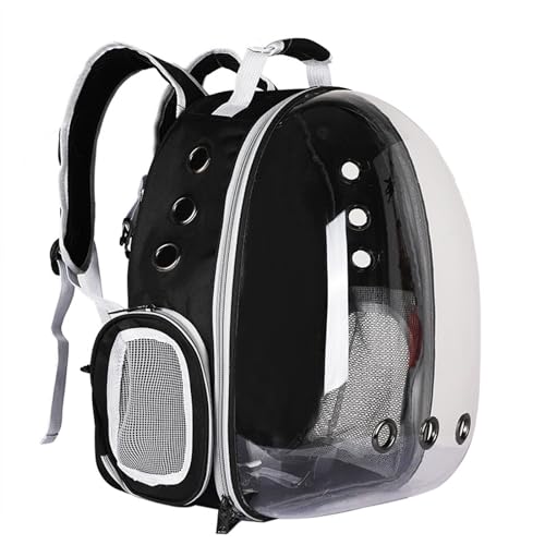 PJDDP Katzenrucksack, Katzen Hunde Rucksack Transparent Atmungsaktive Katzentransportbox, Für 7Kg Haustiere Katzen Transporttasche Katzen Rucksack Für Wandern Und Camping,Schwarz von PJDDP