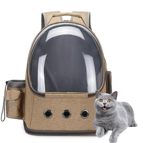 Khaki,Haustier Rucksack,Tragbar Raumkapsel Hunde Katzen Rucksack, Atmungsaktive Transportrucksack Transporttasche Für Haustiere Mit Sicherheitsleine,Für Camping von PJDDP