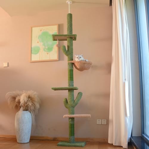 PJDDP Kratzbaum, 5-Stöckiger Kaktus-Katzenbaum, Katzenturm Mit Bequemer Hängematte, Sisal-Katzenkratzbaum, Stabile Plattform Für Zimmerkatzen,No cat Nest von PJDDP