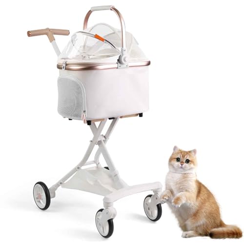 PJDDP 3-In-1-Haustier-Kinderwagen, Faltbarer Reise-Haustier-Kinderwagen Für Katzen Und Hunde, Tragbarer Haustier Kinderwagen Für Kleine Bis Mittlere Hunde Und Katzen von PJDDP