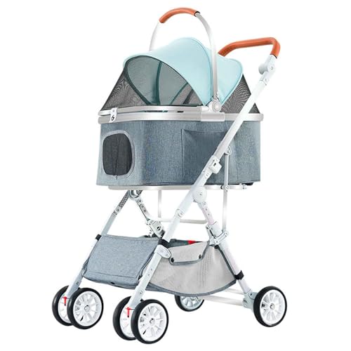 PJDDP 3 in 1 Hundewagen, Haustier-Kinderwagen – Hunde-Kinderwagen Für Mittelgroße Hunde Und Katzen, Hundebuggy Mit Klappfunktion, Tragbarer Haustier Kinderwagen,Mint Green von PJDDP