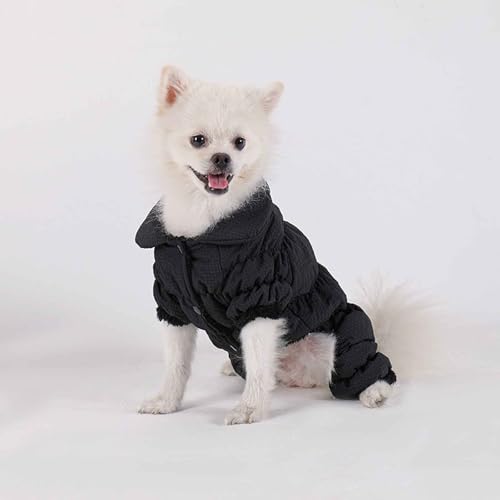 PJDDP 4-Beinige Winddicht Hundemantel, Hund Wintermäntel, Wasserdichter Hundejacke Mit Sicheren Reflektierenden Streifen, D-Ring, Für Kleine Hunde,Schwarz,XL von PJDDP