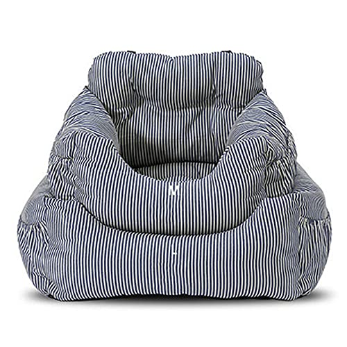 PJDDP Autositz Für Hunde 2-In-1 Autositz Und Bett Für Kleine Hunde, Sitzerhöhung Für Katzen, Tragbare Sicherheitssitz Hundebett Für Haustiere,Geeignet Für Alle Arten Von Autos,Stripes,60cm von PJDDP