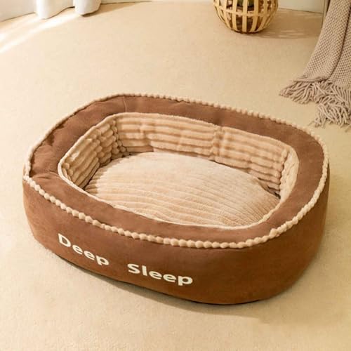 PJDDP Flauschig Hundebett, Flauschiges Katzenbett, Hundebett Mit Rutschfester Unterseite, Abnehmbarem Waschbarem Bezug, Für Kleine, Mittelgroße Und Große Hunde, Katzen,Braun,XL von PJDDP