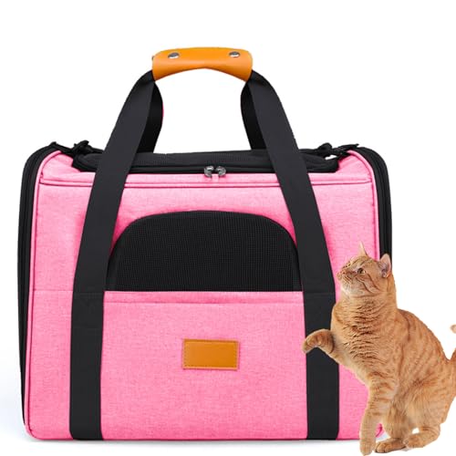 PJDDP Großer Katzenrucksack Für Reisen, Hundeautositz, Faltbare Tragbare Hundetasche, Haustiertransport/Rucksack, Haustiertransportbox Für Katzen, Kleine Hunde Oder Kleine Tiere,Rosa von PJDDP