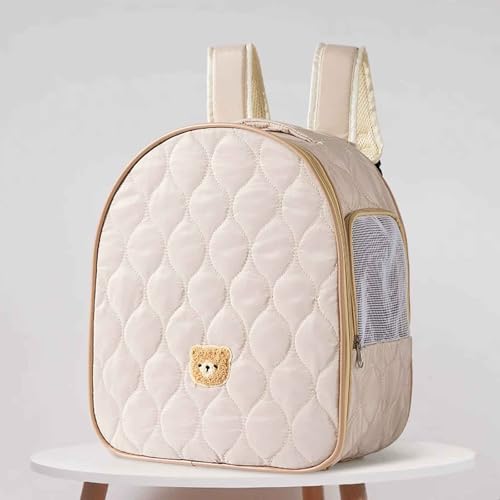 PJDDP Haustier Rucksack, Hund Tragetasche, Katzen Tragetasche Mit Verstellbarem Schultergurt Und Sicherheitshaken, Für Kleine Hunde Und Katzen,Beige von PJDDP