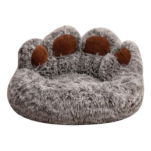 PJDDP Haustier-Sofa, Flauschig Katzenbett, Hundebett, Rund Hundesofa Mit Rutschfester Unterseite, Niedliches Bären-Umarmungs-Design Für Hunde Und Katzen,Grau,XL von PJDDP