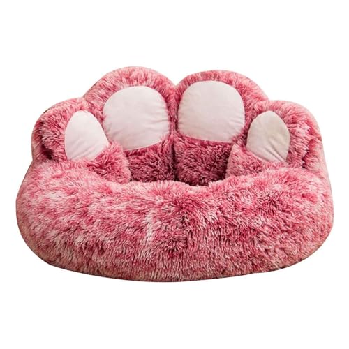 PJDDP Haustier-Sofa, Flauschig Katzenbett, Hundebett, Rund Hundesofa Mit Rutschfester Unterseite, Niedliches Bären-Umarmungs-Design Für Hunde Und Katzen,Rosa,L von PJDDP