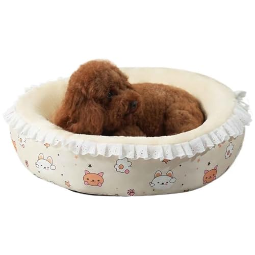 PJDDP Haustier-Sofa, Katzen Sofa, Hundebett Flauschig, Katzenbett, Donut Katzenkissen Waschbar Mit rutschfest Unterseite, Bequemes Haustier Schlafbett,Beige,L von PJDDP