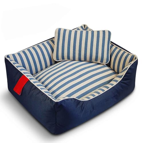 PJDDP Haustierbett, Hundebett Weiches, Katzenbett, Hundesofa Mit Abnehmbarem Waschbarem Bezug, Rutschfestem Boden, Ideal Für Haustiere,Blau,M von PJDDP