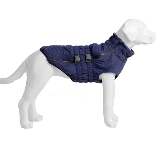 PJDDP Hund Wintermäntel, Winddichte Hundeweste, Sehr Warm Für Den Winter Und Kaltes Wetter, Haustier Skifahren Kostüm Ärmellose, Für Kleine, Mittlere Hunde,Blau,3XL von PJDDP